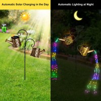 Techmur Solar Watering Can Lights Outdoor, 8 Multi-Color Changing Modes Garden Decor Ip65 Waterproof Solar Garden Lights One Pole Two Lights Outdoor Decorations For Yard, Lawn, Patio, Chrismas