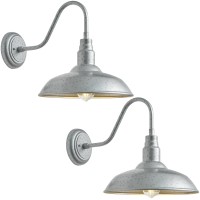 Goalplus 14 Barn Farmhouse Outdoor Light Fixture 2 Pack Exterior Gooseneck Lights With Galvanized Steel Finish Outside Wall