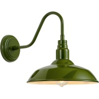 Goalplus 14In Outdoor Gooseneck Lights For Farmhouse Barn Style Goose Neck Wall Light Fxiture With Wall Mount Olive Green Ext