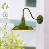 Goalplus 14In Outdoor Gooseneck Lights For Farmhouse Barn Style Goose Neck Wall Light Fxiture With Wall Mount Olive Green Ext