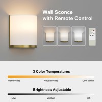 Aoceley Battery Operated Wall Sconces Set Of 2 Gold Sconces Wall Lighting With Remote Control 3 Color Temperatures 3Level Brigh