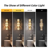 Crystal Wall Sconces Lighting Modern Gold Wall Light Fixture Elegant Vanity Wall Lighting Mount For Living Room Bedroom Bathro