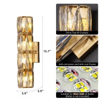 Crystal Wall Sconces Lighting Modern Gold Wall Light Fixture Elegant Vanity Wall Lighting Mount For Living Room Bedroom Bathro