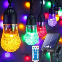 Solar String Lights Outdoor Waterproof Upgrade 59Ft Pearstyle Multi Color Large Globe String Lights Solar Powered With Remote