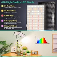 2024 Upgraded Desk Grow Lights For Indoor Plants Dualhead 428 Led Tabletop Full Spectrum Grow Light With 3612H Timer 6 Bri