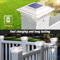 Solar Post Cap Lights Outdoor 6Pack Waterproof Solar Powered Deck Fence Post Lights Fit 4X4 Woodvinyl Posts White Vinyl Fence