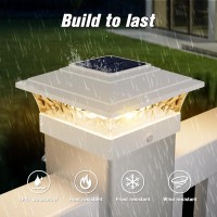 Solar Post Cap Lights Outdoor 6Pack Waterproof Solar Powered Deck Fence Post Lights Fit 4X4 Woodvinyl Posts White Vinyl Fence