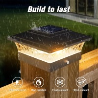 Solar Post Cap Lights Outdoor 12Pack Waterproof Solar Powered Deck Fence Post Lights Fit 4X4 Woodvinyl Posts Black Deck Post