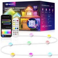 Smavista Smart Permanent Outdoor Lights 50Ft With 36 Led Rgb String Lights Ip67 Waterproof Eaves Light With 44 Scene Modes For