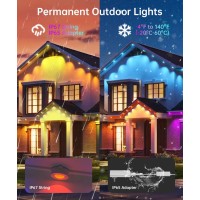 Smavista Smart Permanent Outdoor Lights 50Ft With 36 Led Rgb String Lights Ip67 Waterproof Eaves Light With 44 Scene Modes For