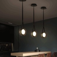 Crled Modern Minimalist Belt Spherical Pendant Lamp Bedroom Bedside Glass Art Pendent Lamp Single Head/Three Head Led Hanging Light Indoor Home Decoration Pendant Light (Size : A)