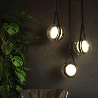 Crled Modern Minimalist Belt Spherical Pendant Lamp Bedroom Bedside Glass Art Pendent Lamp Single Head/Three Head Led Hanging Light Indoor Home Decoration Pendant Light (Size : A)