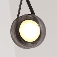 Crled Modern Minimalist Belt Spherical Pendant Lamp Bedroom Bedside Glass Art Pendent Lamp Single Head/Three Head Led Hanging Light Indoor Home Decoration Pendant Light (Size : A)