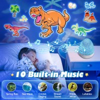 Dinosaur Night Light For Kids 21 Lightings6 Films Egg Light For Nursery 10 Music Baby Night Light Projector 360 Silent Rotat