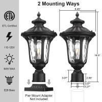 Luminzone Outdoor Post Lights Fixtures Lamp Post Light Fixture Pole Lantern Lighting Fixture Waterproof And Antirust Aluminum