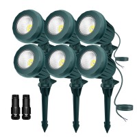 Holeva Low Voltage Landscape Lighting: 10W 1000Lm Led Landscape Lights Outdoor 2700K Warm White Spotlights With Ip67 Waterproof For Yard Garden | 6 Pack Of 12V/24V Low Voltage Lights With Connectors