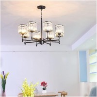 Peynir Black Chandelier Modern Round Crystal Large Industrial Hanging Ceiling Light For Dining Room Kitchen Living Room Vintage Farmhouse Semi Flush Mount