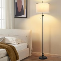 Luvkczc Modern 60 Tall Standing Lamp For Living Room With Classical Drum Shade Pull Chain Corner Reading Light For Bedroom