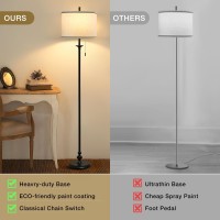 Luvkczc Modern 60 Tall Standing Lamp For Living Room With Classical Drum Shade Pull Chain Corner Reading Light For Bedroom