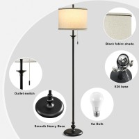 Luvkczc Modern 60 Tall Standing Lamp For Living Room With Classical Drum Shade Pull Chain Corner Reading Light For Bedroom