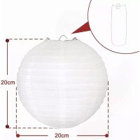 Gsycle 10Pcs Paper Lanterns Party Decorations,White Paper Lanterns Decorative Chinese Hanging Round Paper Lanterns Lamp For Birthday