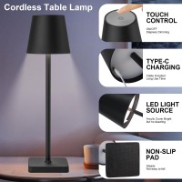 Kelary 2 Pack Cordless Table Lamp Rechargeable Led Desk Lamp 5200Mah Battery Operated Stepless Dimmable Portable Table Lights Fo