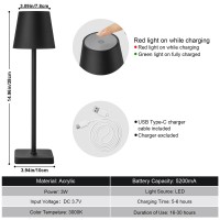 Kelary 2 Pack Cordless Table Lamp Rechargeable Led Desk Lamp 5200Mah Battery Operated Stepless Dimmable Portable Table Lights Fo