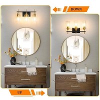 Dsmjfu Black And Gold Bathroom Light Fixture 3 Light Bathroom Vanity Light Modern Bathroom Vanity Lights Over Mirror Black An