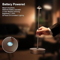 Jalvde Cordless Battery Powered Table Lamp Rechargeable Led Dimmable Brightness Metal 6000Mah Touch Desk Lamp Portable Modern D