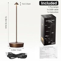 Jalvde Cordless Battery Powered Table Lamp Rechargeable Led Dimmable Brightness Metal 6000Mah Touch Desk Lamp Portable Modern D