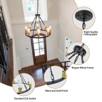 Rviezza Black And Gold Wagon Wheel Chandelier 23.6