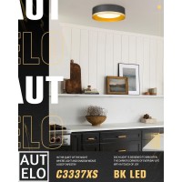 Autelo Black Flush Mount Ceiling Light 14 Led Ceiling Light 3Cct Light Fixtures Ceiling Mount With Frosted Glass In Black An