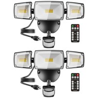 Ustellar 55W Plug In Motion Sensor Lights Outdoor Flood Lights Outdoor Motion Sensor With Remote Control Dusk To Dawn Security