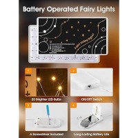 Minetom 6 Pack Fairy Lights Battery Operated String Lights 7Ft 20 Led Waterproof Silver Wire Firefly Lights Waterproof For Diy