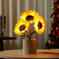 Hibeauti Sunflower Led Lamp Modern Design Spun Silk Cloth Ideal For Bedroom Decor Sunflower Gifts For Her Anniversary Birt