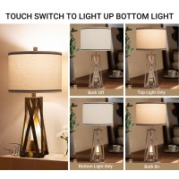 Weiters 275 Touch Control Farmhouse Table Lamp Set Of 2 3Way Dimmable Bedside Lamp With Usb Ca Ac Outlet Lamp For Livin