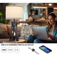 Weiters 275 Touch Control Farmhouse Table Lamps Set Of 2 With Usb Ca Ac Outlet 3Way Dimmable Bedside Lamp For Living Roo