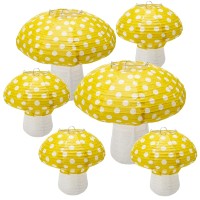 6Pcs Mushroom Paper Lantern Mushroom Party Decorations Mushroom Hanging Lanterns Mushroom Table Centerpieces For Forest Jungle