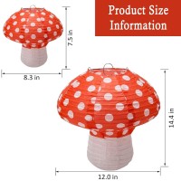 6 Pieces Mushroom Paper Lantern Mushroom Party Decorations Mushroom Hanging Lanterns Mushroom Table Centerpieces For Forest Ju