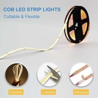 Lltop Cob Led Strip Lights Waterproof Ip67 Dc24V Daylight White 6000K 164Ft5M High Cri 92Ra Outdoor Led Tape Lighting Diy Cut