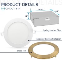 Luxrite 6 Inch Ultra Thin Led Recessed Light With Jbox 12W 5 Color Options 2700K 3000K 3500K 4000K 5000K Dimmable Wa