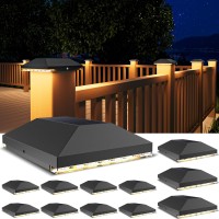 Volisun 4X4 Solar Post Cap Light Outdoor Waterproof 12Pack Solar Fence Post Lights For 4X4 Woodenvinyl Post Black Deck Post C