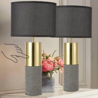 Momyofdy 24 Tall Black Gold Lamp Set Of 2 Nature Concrete Touch Control Table Lamps 3Way Dimmable Lamps Contemporary Modern B