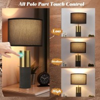 Momyofdy 24 Tall Black Gold Lamp Set Of 2 Nature Concrete Touch Control Table Lamps 3Way Dimmable Lamps Contemporary Modern B