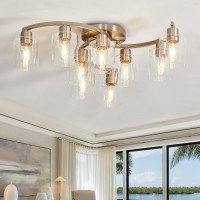 Doltoro Brushed Nickel Bedroom Ceiling Light Fixtures 9Light Semi Flush Mount Ceiling Light With Clear Glass Shade For Kitchen