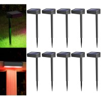 Asomst Solar Pathway Lights Outdoor 6 Pack Color Changing Led Path Lights Waterproof Rgb Solar Fence Light Multicolor Solar P