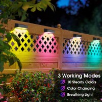 Asomst Solar Pathway Lights Outdoor 6 Pack Color Changing Led Path Lights Waterproof Rgb Solar Fence Light Multicolor Solar P