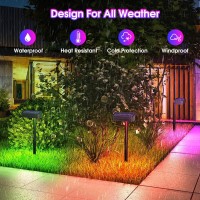 Asomst Solar Pathway Lights Outdoor 6 Pack Color Changing Led Path Lights Waterproof Rgb Solar Fence Light Multicolor Solar P