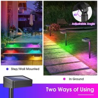 Asomst Solar Pathway Lights Outdoor 6 Pack Color Changing Led Path Lights Waterproof Rgb Solar Fence Light Multicolor Solar P