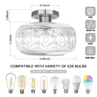 Oykyohei Semi Flush Mount Ceiling Light Silver Vintage Kitchen Ceiling Light Fixture Globe Glass Close To Crystal Modern Light